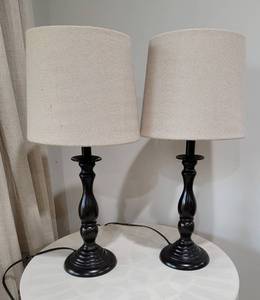 lot 31 image: Modern Candlestick Table Lamps, pair as