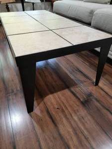 lot 6 image: Industrial Metal Base Tile Top Cocktail Table