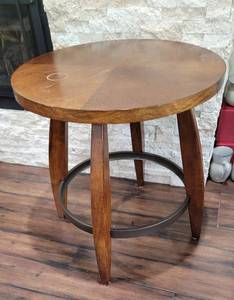 lot 14 image: Contemporary Solid Wood Round Side Table, as