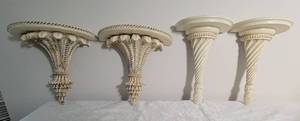 lot 55 image: French Vanilla Wall Sconces  Two Pair