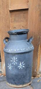 lot 125 image: Old Painted Metal Milk Can