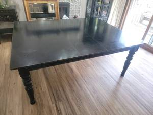 lot 8 image: Pottery Barn Farmhouse Chic Dining Table - Black