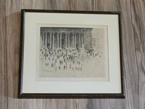 lot 25 image: Joseph Pennell The Pavement, St. Pauls Framed Lithograph
