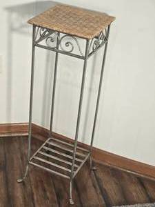 lot 46 image: Contemporary Scrolled Pedestal with Wicker Top