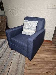 lot 10A image: Pier 1 Handsome Navy Upholstery Contemporary Armchair