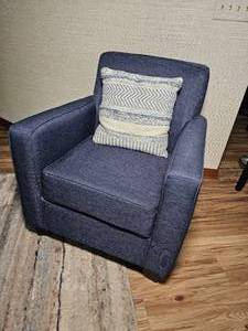 lot 10B image: Pier 1 Handsome Navy Upholstery Contemporary Armchair B