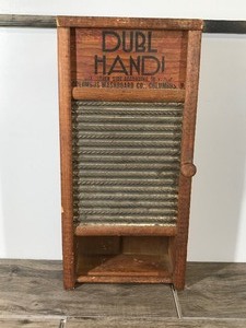 lot 24 image: Classic Americana Farmhouse Vintage Dubl Handi Washboard Wall Cabinet