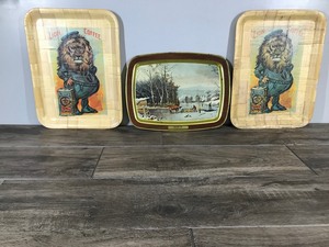 lot 183 image: 3 - Vintage Serving Trays - Lion Coffee & Currier and Ives (Getting Ice)
