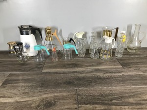 lot 187 image: Lot of Syrup bottles - Oil Bottles - Coffee Pots and More