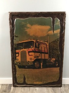 lot 194 image: Vintage 70s Kenworth Semi K-Whopper Resin Picture - 24 across x 35 tall