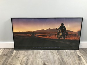 lot 412 image: Framed Harley Davidson Picture - 30.25 across x 15.25 tall