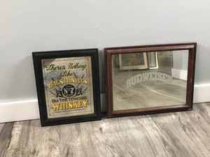 lot 415 image: Jack Daniels & Budweiser Framed Picture Mirrors