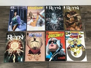 lot 434 image: Lot of 8 Comic Books - Reyn - Ringside - Blood Stream - Megalith Death Watch 2000 -,Dragonfly - Pigtale