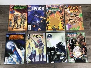 lot 438 image: Lot of 8 Comic Books - Alley Oop Adventures - Deathwatch 2000 Hybrids - Space - Mars Attacks - Jack of Fables 25 - X-Men Unlimited - Warrior Nun Frenzy - Gigantor