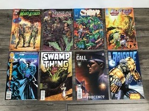 lot 450 image: Lot of 8 Comic Books - Wild Cats - Death Blow - Mars Attack - Brigade - The Call of Duty - Swamp Thing - Gravestone