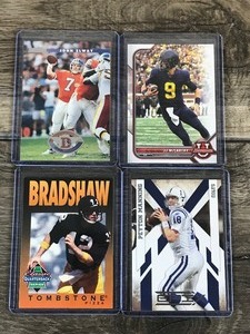 lot 507 image: Lot of 4 Football Cards - Terry Bradshaw - Peyton Manning - JJ McCarthy - John Elway