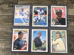 lot 517 image: Lot of 6 Baseball Cards - Bo Jackson - Barry Bonds - Babe Ruth