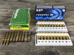 lot 13 image: 30-30 Rounds (Full Box) & 8mm Mauser Rounds