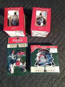 lot 576 image: 2) 1993 Its A Wonderful Life and 2) 1998 Coca-Cola ornaments