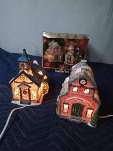 lot 383 image: Grandeur Noel electric light-up church and school