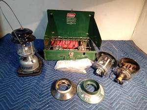 lot 350 image: Coleman cook stove and Coleman Lanter parts