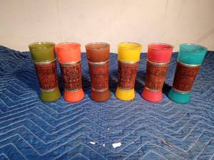 lot 315 image: 6 Drinking glasses with jackets of genuine Mahogony