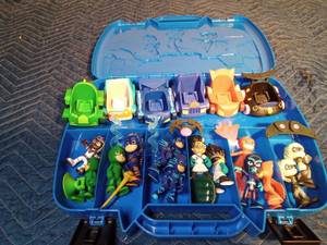 lot 260 image: PJ Masks figures, cars and armor in original case