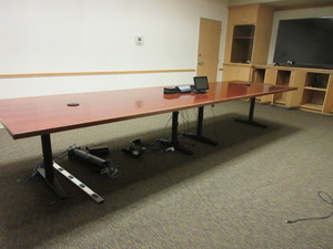 lot 932 image: CONFERENCE ROOM MEETING TABLES  AND CREDENZA