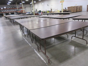 lot 303 image: HEAVY DUTY OLD STYLE FOLDING TABLES