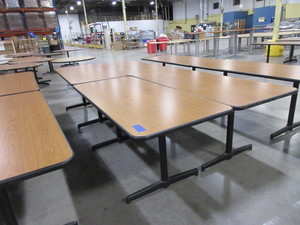 lot 309 image: STEELCASE WOOD GRAIN LAMINATE TOP TABLES