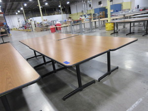 lot 310 image: STEELCASE WOOD GRAIN LAMINATE TOP TABLES