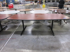 lot 312 image: STEELCASE BOAT SHAPE WORK TABLES