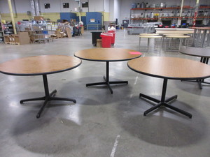 lot 314 image: ROUND LAMINATE TOP TABLES