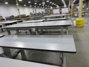 lot 337 image: BOSTON TECHNICAL FURNITURE H.D. ADJUSTABLE HEIGHT WORK TABLES