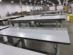 lot 339 image: BOSTON TECHNICAL FURINITURE H.D. ADJUSTABLE HEIGHT WORK TABLES