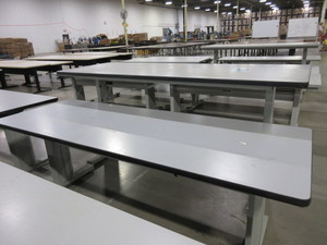 lot 340 image: BOSTON TECHNICAL FURNITURE H.D. ADJUSTABLE HEIGHT WORK TABLES