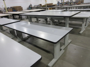 lot 343 image: BOSTON TECHNICAL FURNITURE H.D. ADJUSTABLE HEIGHT WORK TABLES