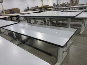 lot 344 image: BOSTON TECHNICAL FURINITURE H.D. ADJUSTABLE HEIGHT WORK TABLES