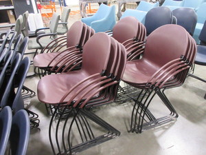 lot 407 image: STEELCASE PLASTIC STACKING CHAIRS - BURGUNDY