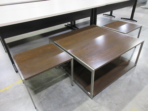 lot 428 image: HERMAN MILLER GEIGER WOOD AND METAL COFFEE TABLE AND END TABLES