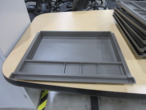lot 362 image: HERMAN MILLER DRAWER INSERTS AND A BOAT SHAPE TABLE