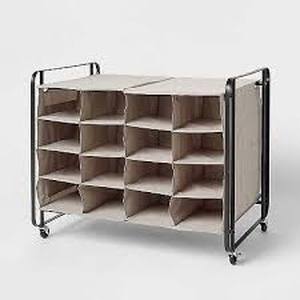 lot 55 image: 4 Tier Rolling Cubby Shoe Rack Gray - Brightroom