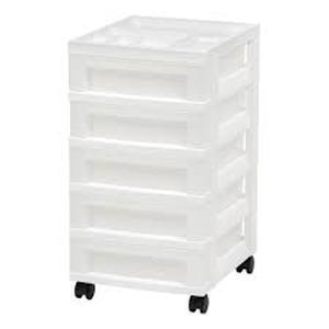 lot 57 image: IRIS Drawer Storage Cart with Organizer Top White-Size 5