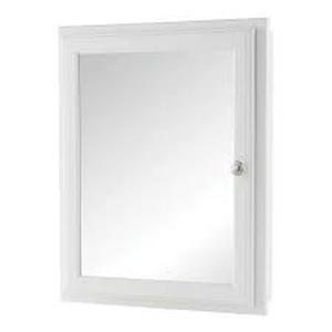 lot 93 image: HDC 20.8 in. W x 25.8 in. H Rectangular Wood Composite Medicine Cabinet with Mirror-White