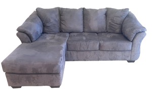 lot 1 image: Gray Blue Sofa With Reversible Chaise