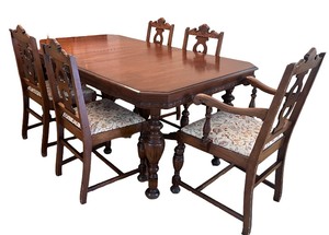 lot 2 image: 1900s Antique Dining Room Table & 6 Chairs