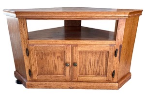lot 40 image: Oak Corner TV Stand