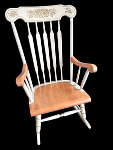 lot 42 image: Cream & Oak Rocking Chair