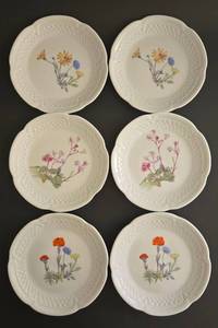lot 28 image: Set of Six Philippe Deshoulieres Flower Plates