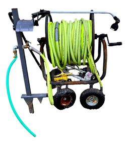 lot 83 image: Aquajoe Garden Hose Cart w Hose